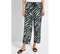 STREET ONE Damen A379189 Gemusterte Wide Leg Hose, Pine Grove Green, 46W / 26L