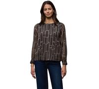 Street One Gemusterte Chiffo Bluse Darkest Brown 36