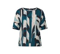 Street One - Gemustertes Crinkle Shirt blau/grün - Gr. - 34