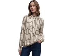 Street One Langarmshirt 7274 Damen Gr. 36 soft beige gemustert Rundhals Comfort Fit