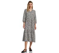 Street One Volantkleid Gemustert – 100% Viskose, V‑Ausschnitt, 3/4‑Arm – Pine Grove Grün, Gr. 34