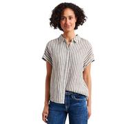 Street One Kurzarmbluse Dropped-Shoulder aus Leinen gestreift Damen Gr. 44 Espresso Braun