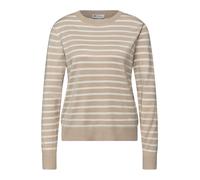 Street One Frauen Gestreifter Pullover in Beige, Gr: 46