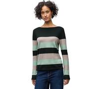 Street One Damen 3016870 Gestreifter Pullover, Juniper Green, 46