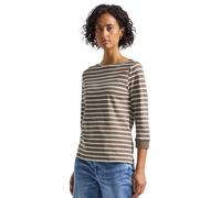 Street One - Gestreiftes Basic Shirt braun/weiß - Gr. - 38