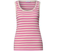 Street One - Gestreiftes Ripp-Top pink/weiß - Gr. - 34