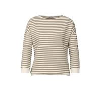 Sweatshirt STREET ONE, Damen, Gr. 38, honey sand, Sweatware, Obermaterial: 55% Polyester, 30% Baumwolle, 12% Viskose, 3% Elasthan, gestreift, casual, regular fit taillenbedeckt, U-Boot-Ausschnitt, Swe