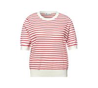 Street One - Gestreiftes Strickshirt mit Halbarm und Rundhalsausschnitt rot/weiß - Gr. - 36