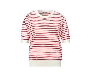 Street One - Gestreiftes Strickshirt mit Halbarm und Rundhalsausschnitt rot/weiß - Gr. - 36