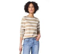 Sweatshirt STREET ONE, Damen, Gr. 44, cotton beige, Sweatware, 83% Baumwolle, 17% Polyester, gestreift, normal, Rundhals, Rippbündchen, Sweatshirts Sweatshirt (93224858-44) cotton beige