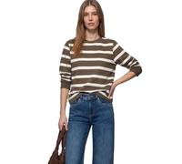 Sweatshirt STREET ONE, Damen, Gr. 40, light terra mocha, Sweatware, 83% Baumwolle, 17% Polyester, gestreift, normal, Rundhals, Rippbündchen, Sweatshirts Sweatshirt (53239747-40) light terra mocha