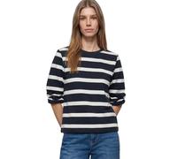 Sweatshirt STREET ONE, Damen, Gr. 44, shadowed navy, Sweatware, 83% Baumwolle, 17% Polyester, gestreift, normal, Rundhals, Rippbündchen, Sweatshirts Sweatshirt (85314247-44) shadowed navy