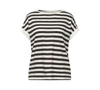 Street One - Gestreiftes T-Shirt mit Rundhalsausschnitt und Kurzarm braun - Gr. - 34