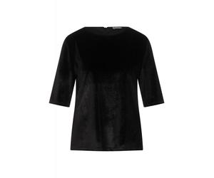 Street One - Glänzendes Veloursshirt schwarz - Gr. - 38
