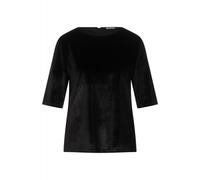 Street One - Glänzendes Veloursshirt schwarz - Gr. - 40