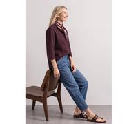Hemdbluse STREET ONE, Damen, Gr. 44, braun (rustic rouge), Web, 100% Baumwolle, unifarben, normal normal, V-Ausschnitt, abgesteppt, Blusen Hemdbluse, in Cord-Optik (60028557-44) rustic rouge