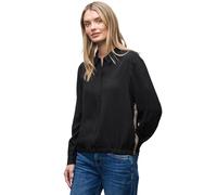 Street One Frauen Hemdbluse mit Leo-Details in Schwarz, Gr: 46