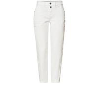 Loose-fit-Jeans STREET ONE, Damen, Gr. 31, Länge 28, sanftes weiß washed, Jeans, 55% Baumwolle, 21% Polyester, 14% Lyocell, 9% Viskose, 1% Elasthan, unifarben, knöchelfrei, Jeans, im Loose Fit (398960