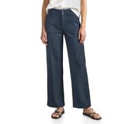 Stoffhose STREET ONE, Damen, Gr. 42, Länge 30, blau (schwarzest blau), Stoff, 59% Polyester, 21% Viskose, 8% Polyamid, 7% Leinen, 5% Elasthan, unifarben, comfort fit lang, Hosen Stoffhose, in Unifarbe
