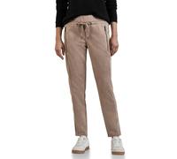 Lederimitathose STREET ONE, Damen, Gr. 46, Länge 30, beige (driftwood beige), Stoff, 90% Polyester, 10% Elasthan, unifarben, casual, loose fit lang, Hosen, im Joggstyle (39371010-46) driftwood beige