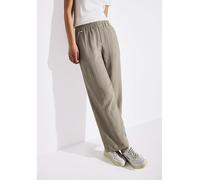 Stoffhose STREET ONE, Damen, Gr. 44, Länge 30, cool ivory, Web, Obermaterial: 100% Baumwolle, unifarben, casual, lang, Hosen, in Struktur-Optik (51501622-44) cool ivory