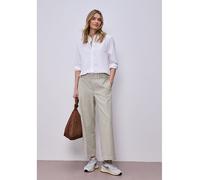 Street One Stoffhose High Waist Wide Leg mit Knopfdetail Damen Smoke Beige Gr. 36 L28