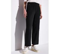 STREET ONE Damen A378684 Wide Leg Musselin Hose, Black, 42W x 30L