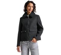 Kurzjacke STREET ONE, Damen, Gr. 36, obsidian blau, Web, Obermaterial: 90% Polyester, 10% Viskose. Futter: 100% Polyester, casual, bequem hüftlang, Langarm ohne Bündchen, Jacken, Abnehmbarer Kragenbes