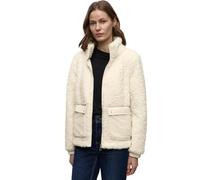 Fellimitatjacke STREET ONE, Damen, Gr. 44, eggshell ecru, Stoff, Obermaterial: 100% Polyester; Obermaterial 2: 100% Polyester, unifarben, normal normal, hoch geschlossener Ausschnitt, elastischer Bund