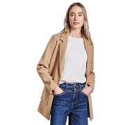 Outdoorjacke STREET ONE, Damen, Gr. 46, braun (creamy braun), Web, Obermaterial: 90% Polyester, 10% Viskose, unifarben, casual, regular fit Po-bedeckend, Langarm gerader Abschluss, Jacken, mit Reversk