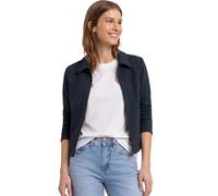 Kurzjacke STREET ONE, Damen, Gr. 42, shadowed navy, Stoff, 65% Viskose, 30% Nylon, 5% Elasthan, unifarben, normal normal, V-Ausschnitt, Bündchen, Jacken Kurzjacke, mit Zipper (82249269-42) shadowed na