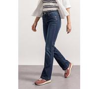Bootcut-Jeans STREET ONE "Style Blaire", Damen, Gr. 26, Länge 30, dunkelblau washed, Denim/Jeans, Obermaterial: 72% Baumwolle, 27% Polyester, 1% Elasthan, unifarben, slim fit lang, Jeans, im Slim Fit