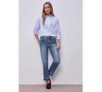 Comfort-fit-Jeans STREET ONE, Damen, Gr. 31, Länge 28, mid blau washed, Jeans, 98% Baumwolle, 2% Elasthan, unifarben, knöchelfrei, Jeans, aus Baumwolle mit Stretchanteil (97876416-31) mid blau washed