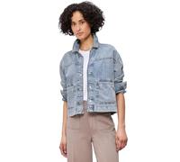 Jeansjacke STREET ONE, Damen, Gr. 38, light blau random washed, Jeans, 100% Baumwolle, unifarben, normal normal, V-Ausschnitt, Bündchen, Jacken Jeansjacke, in Denim-Optik (22710202-38) light blau rand