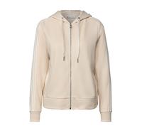 Sweatjacke STREET ONE, Damen, Gr. 44, tusk cream, Sweatware, 65% Baumwolle, 35% Polyester, unifarben, casual, normal normal, ohne Ausschnitt, Langarm Rippbündchen, Sweatjacken, im soften Baumwoll-Mix