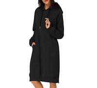 Street One Kleid Damen - Sportkleidung Frauen Hoodie Kleid Mit Kapuze Sweatkleid Knielang Sweatshirt Herbst Winter Minikleid Langarm Einfarbig Shirtkleid Taschen Blusenkleid Locker Freizeit Tops