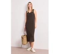 Midikleid STREET ONE, Damen, Gr. 38, EURO-Größen, espresso braun, Web, Obermaterial: 70% Baumwolle, 30% Polyester. Futter: 95% Viskose, 5% Elasthan, unifarben, regular fit wadenlang, V-Ausschnitt, abg