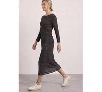 Street One Midikleid gepunktet Schwarz-Coffee U-Boot-Ausschnitt 7/8 Gr. 42