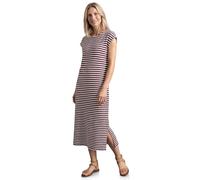 Midikleid STREET ONE, Damen, Gr. 34, EURO-Größen, rustic rouge, Web, 75% Baumwolle, 25% Polyester, gestreift, normal wadenlang, U-Boot-Ausschnitt, abgesteppt, Kleider Midikleid, mit Streifen (78740717