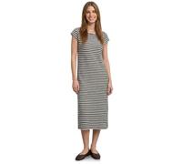 Midikleid STREET ONE, Damen, Gr. 42, EURO-Größen, schwarz, Web, 75% Baumwolle, 25% Polyester, gestreift, normal wadenlang, U-Boot-Ausschnitt, abgesteppt, Kleider, mit Streifen (16876243-42) schwarz