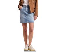Jeansrock STREET ONE, Damen, Gr. 42, bleach random washed, Jeans, Obermaterial: 89% Baumwolle, 8% Polyester, 3% Elasthan; Gürtel: 89% Baumwolle, 8% Polyester, 3% Elasthan, unifarben, comfort fit kniel