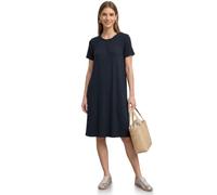 Sommerkleid STREET ONE, Damen, Gr. 40, EURO-Größen, schwarzest blau, Stoff, 95% Viskose, 5% Elasthan, unifarben, normal knielang, Rundhals, abgesteppt, Kleider Sommerkleid, knielang (63247830-40) schw