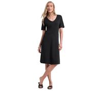 Jerseykleid STREET ONE, Damen, Gr. 46, EURO-Größen, schwarz, Jersey, 70% Viskose, 25% Polyester, 5% Elasthan, unifarben, normal knielang, V-Ausschnitt, abgesteppt, Kleider Jerseykleid, aus Viskose (44