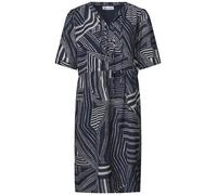 Sommerkleid STREET ONE, Damen, Gr. 36, EURO-Größen, blau (schwarzest blau), Web, 70% Viskose, 30% Baumwolle, gemustert, regular fit knielang, Rundhals, abgesteppt, Kleider Sommerkleid, mit grafischem 