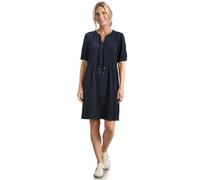 Blusenkleid STREET ONE, Damen, Gr. 42, EURO-Größen, blau (schwarzest blau), Stoff, 60% Viskose, 39% Polyester, 1% Elasthan, unifarben, normal knielang, Rundhals, elastischer Bund, Kleider Blusenkleid,