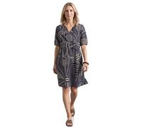 Sommerkleid STREET ONE, Damen, Gr. 38, EURO-Größen, blau (schwarzest blau), Web, 70% Viskose, 30% Baumwolle, gemustert, regular fit knielang, Rundhals, abgesteppt, Kleider Sommerkleid, mit grafischem 