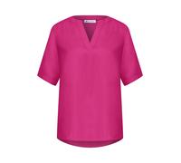 Street One Damen Kurzarmbluse Split Neck – 100% Viskose, unifarben, Magenta Dream, Gr. 46