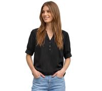 Kurzarmbluse STREET ONE, Damen, Gr. 40, schwarz, Stoff, 100% Viskose, unifarben, normal normal, Rundhals, Bündchen, Blusen, aus softer Viskose (56764069-40) schwarz