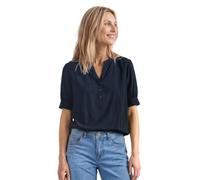 Kurzarmbluse STREET ONE, Damen, Gr. 42, blau (schwarzest blau), Stoff, 100% Viskose, unifarben, normal normal, Rundhals, Bündchen, Blusen, aus softer Viskose (56229510-42) schwarzest blau