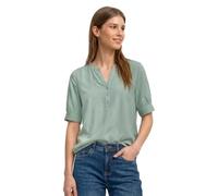 Kurzarm Bluse mit Split Neck und Elastiksaum
